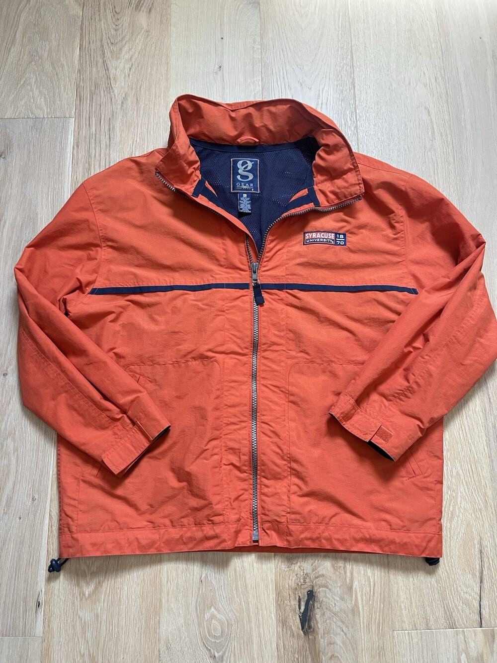 Syracuse University Gear For Sports Hooded Jacket Orange Mens XL Full Zip VTG